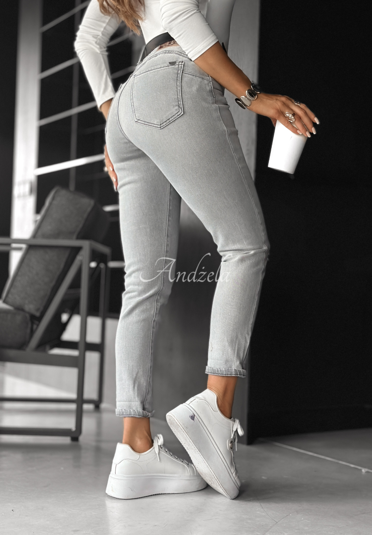 Blugi loose fit cu curea Not Even Close