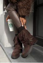 zamszowe Botine z frędzlami Not That Girl ciocolatii