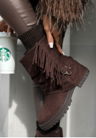 zamszowe Botine z frędzlami Not That Girl ciocolatii