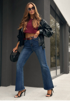 Pantaloni din denim z paskiem Remember When ciemnoniebieskie