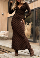 Rochie maxi z falbankami Still Miss You ciocolatie