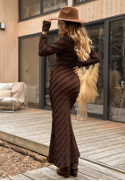Rochie maxi z falbankami Still Miss You ciocolatie