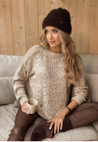 Krótkiażurowy sweter Loveliness mokka