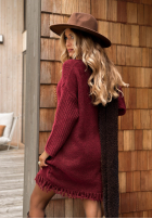 Dzianinowa Rochie z frędzlami Save The Date burgundowa