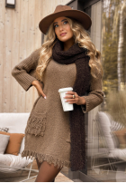 Dzianinowa Rochie z frędzlami Save the Date ciocolatie