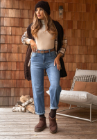 Pantaloni din denim balloon z paskiem Everything Ends albastre