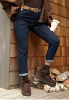 Pantaloni din denim z paskiem Let’s Not Talk bluemarin