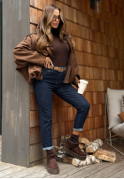 Pantaloni din denim z paskiem Let’s Not Talk bluemarin