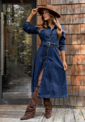 Rochie midi din denim cu curea Rise Above All
