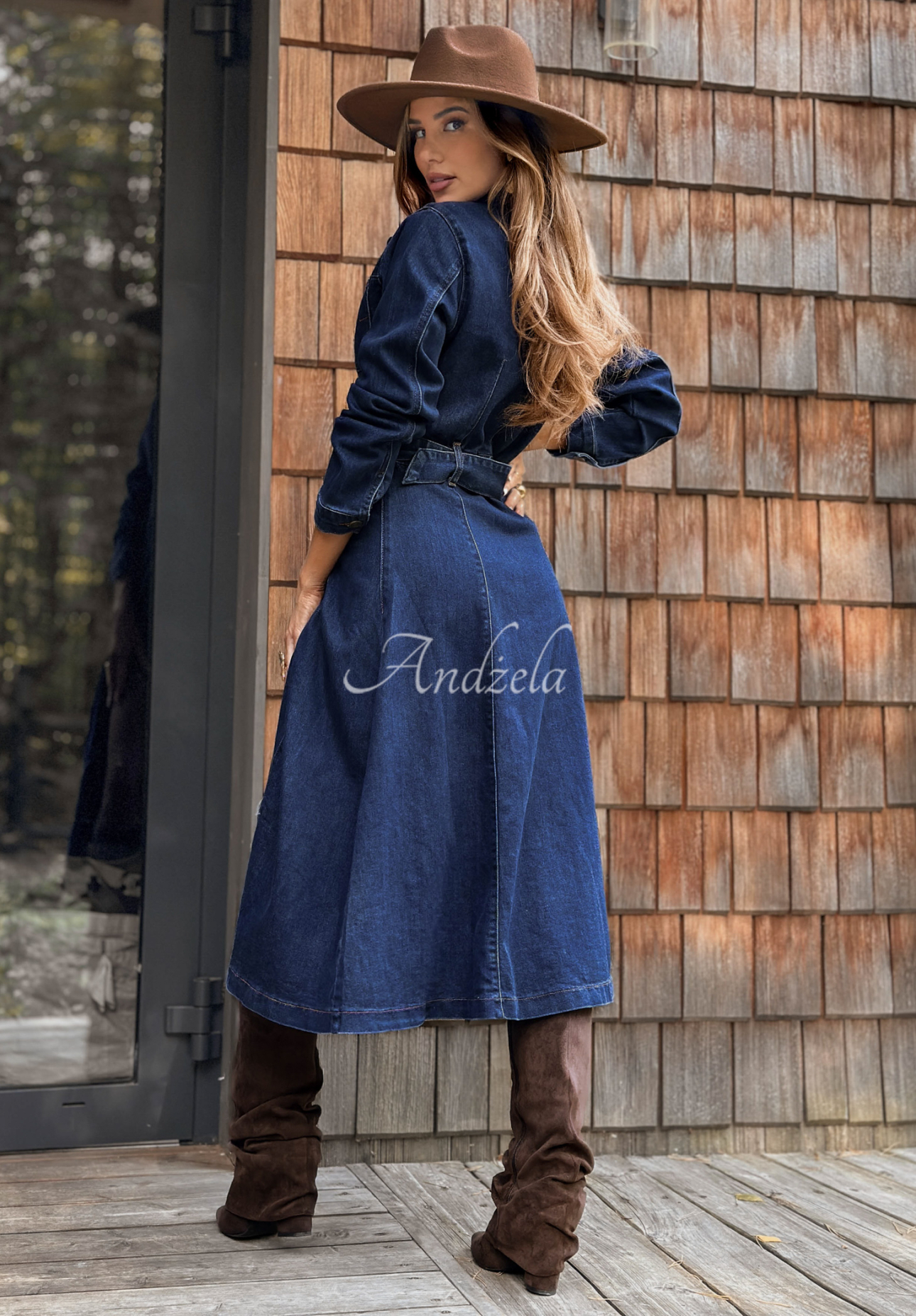 Rochie midi din denim cu curea Rise Above All