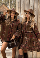 Rochie cu modele Past Version ciocolatie