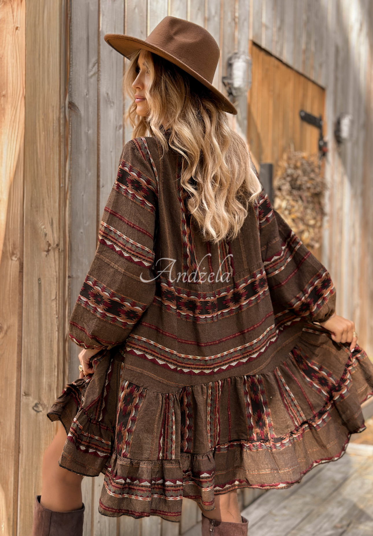 Rochie din bumbac cu imprimeu Past Version