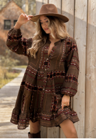 Rochie cu modele Past Version ciocolatie