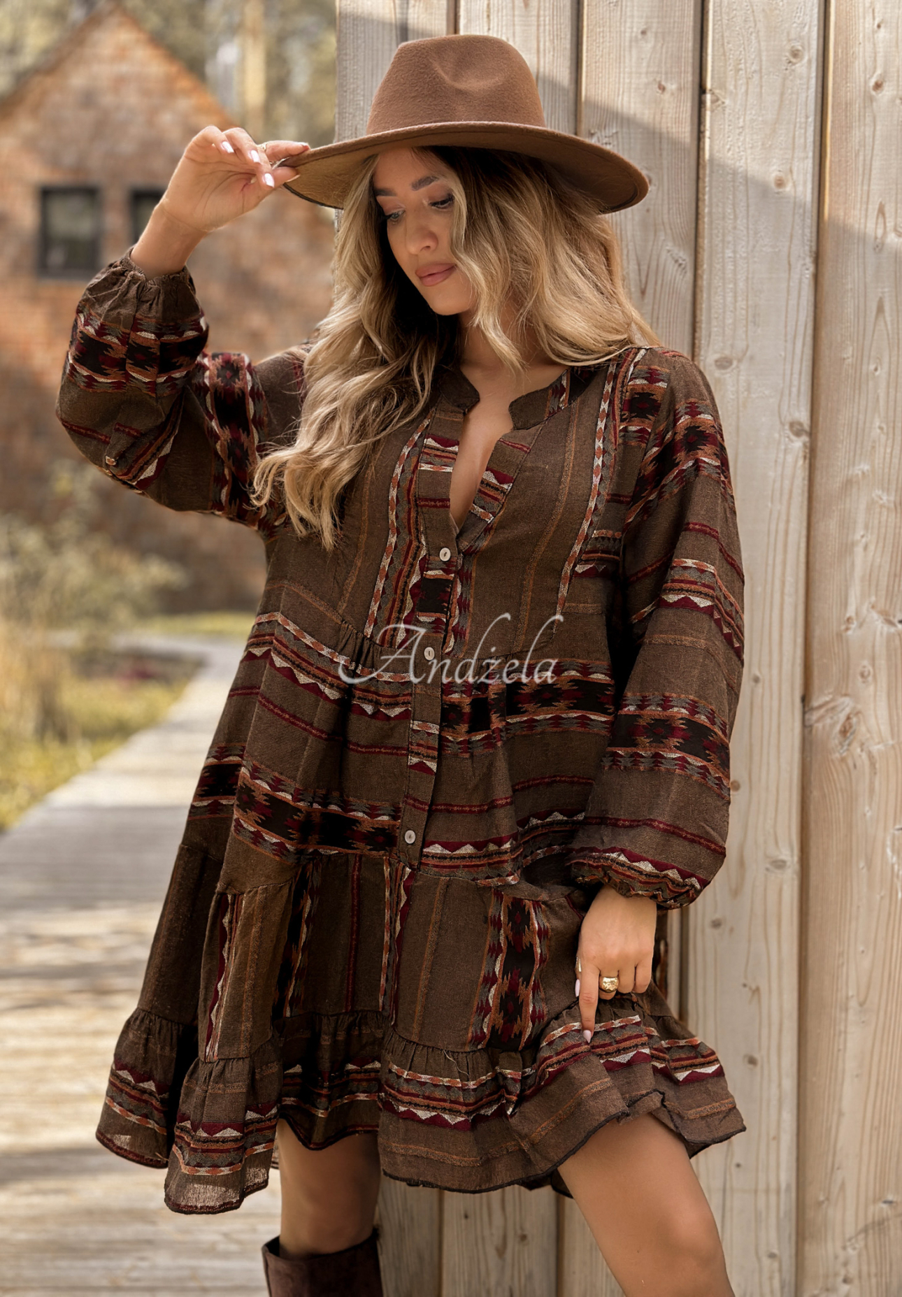 Rochie din bumbac cu imprimeu Past Version