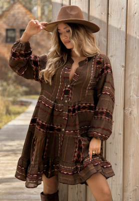 Rochie din bumbac cu imprimeu Past Version