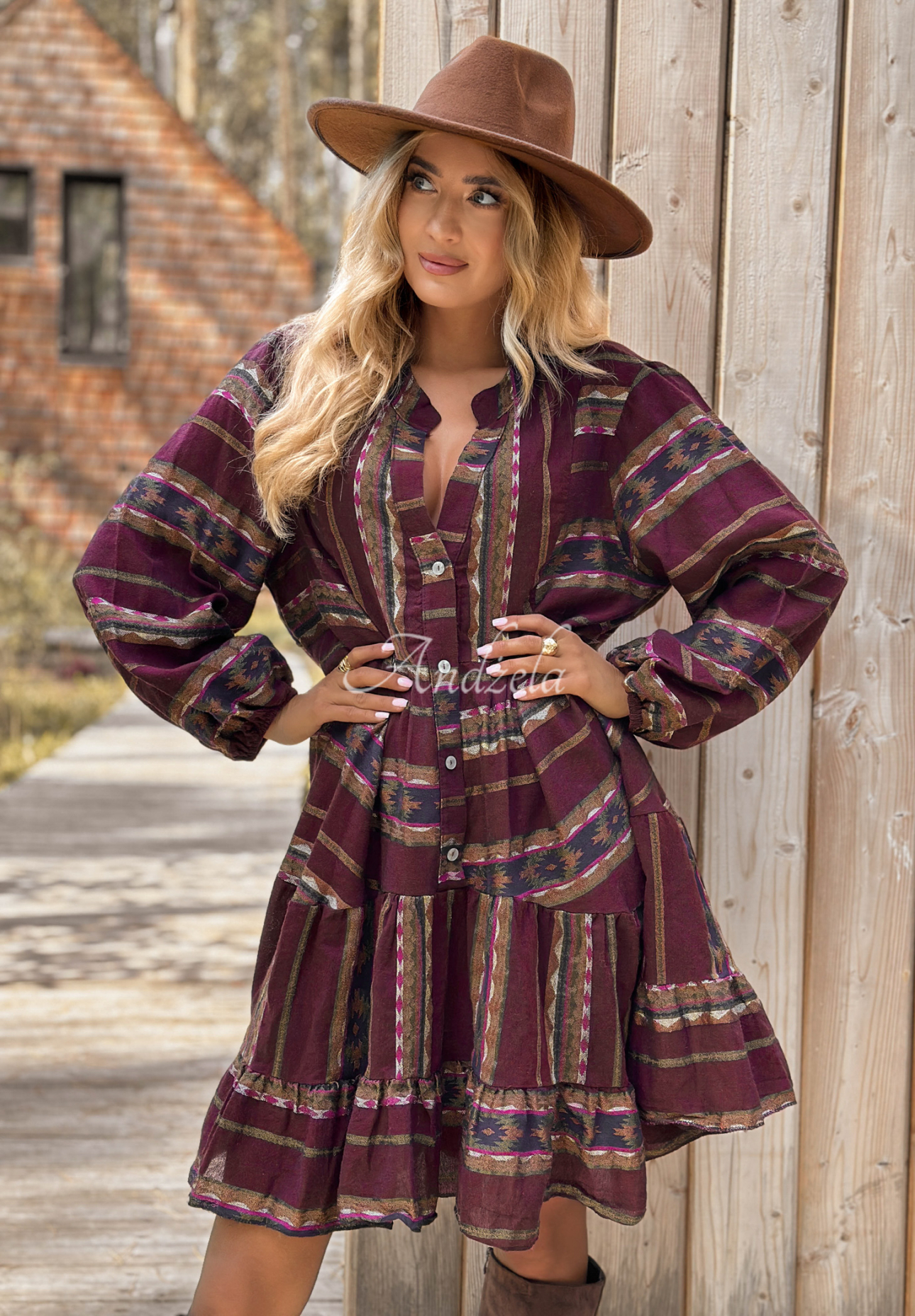 Rochie din bumbac cu imprimeu Past Version
