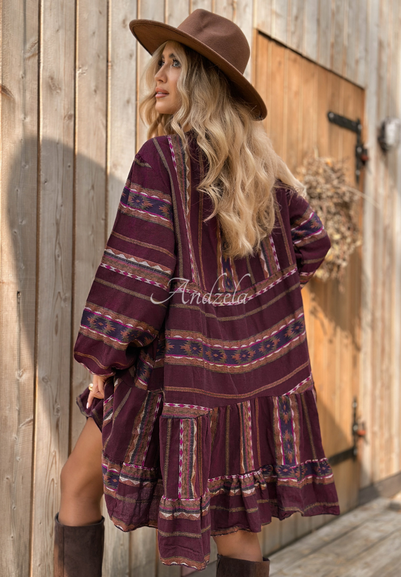 Rochie din bumbac cu imprimeu Past Version