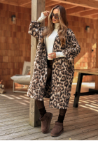 Cardigan lung din lână cu imprimeu leopard Sultry Fave