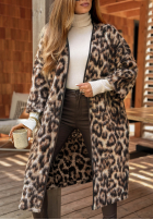 Długi Cardigan cu model tip panteră Sultry Fave bej