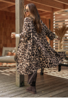 Długi Cardigan cu model tip panteră Sultry Fave bej