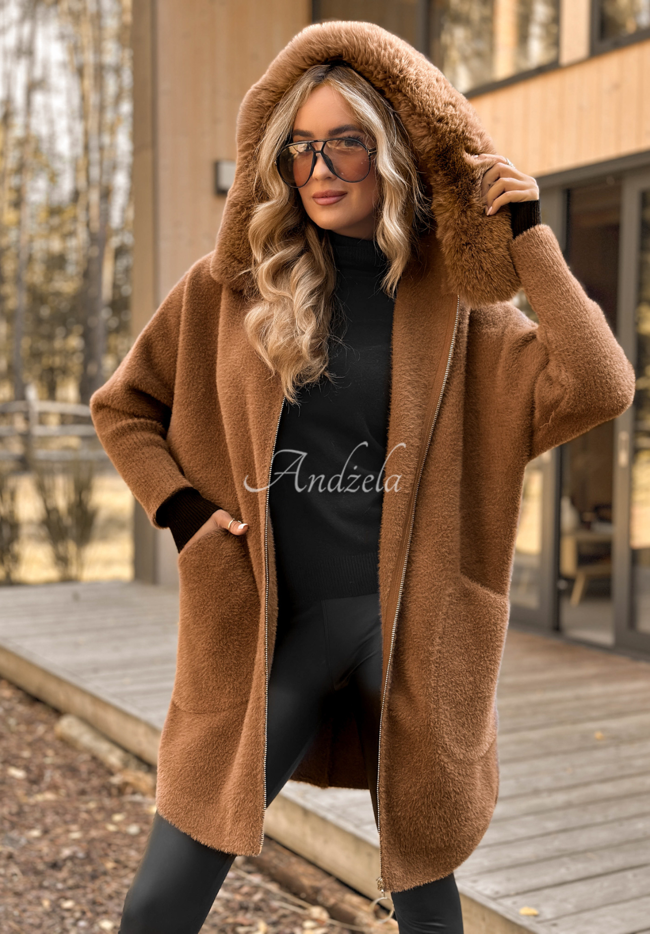 Pardesiu lung din lână de alpaca cu angoră Be With Me