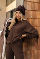 Compleu de trening z frędzlami Fringe Obsessed ciocolatiu