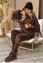 Compleu de trening z frędzlami Fringe Obsessed ciocolatiu