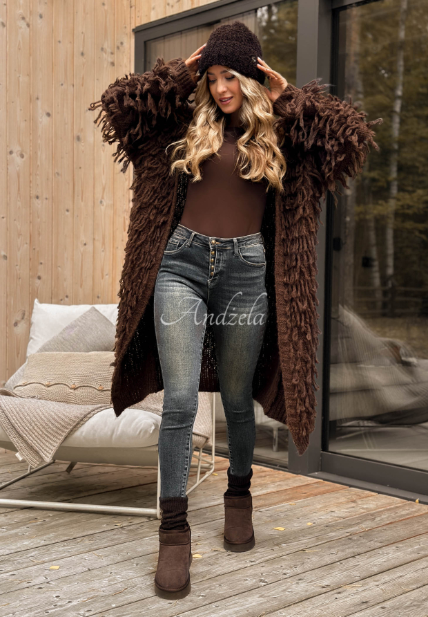 Cardigan lung cu franjuri Fringe