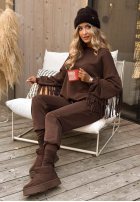 Compleu de trening z frędzlami Fringe Obsessed ciocolatiu