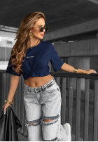 Tricou z napisem Minimal bluemarin