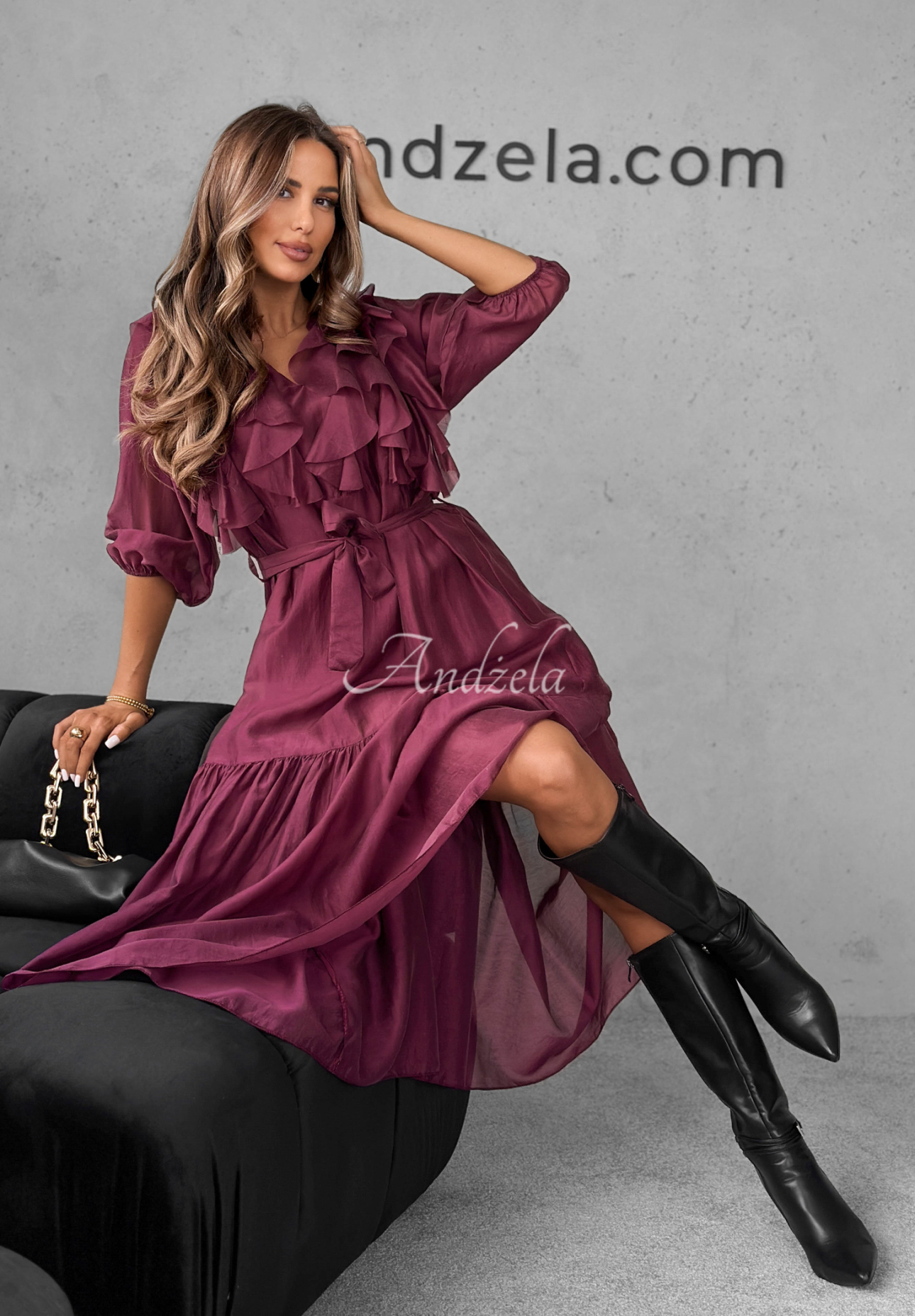 Rochie din tencel cu volănașe Something Begin