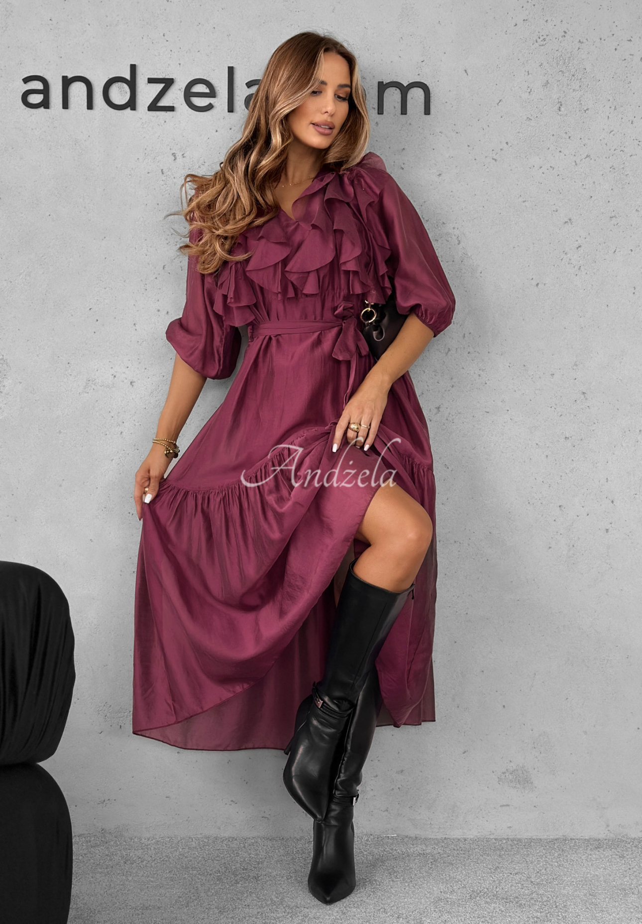 Rochie din tencel cu volănașe Something Begin
