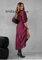 Rochie z tencelu z falbankami Something Begins burgundowa