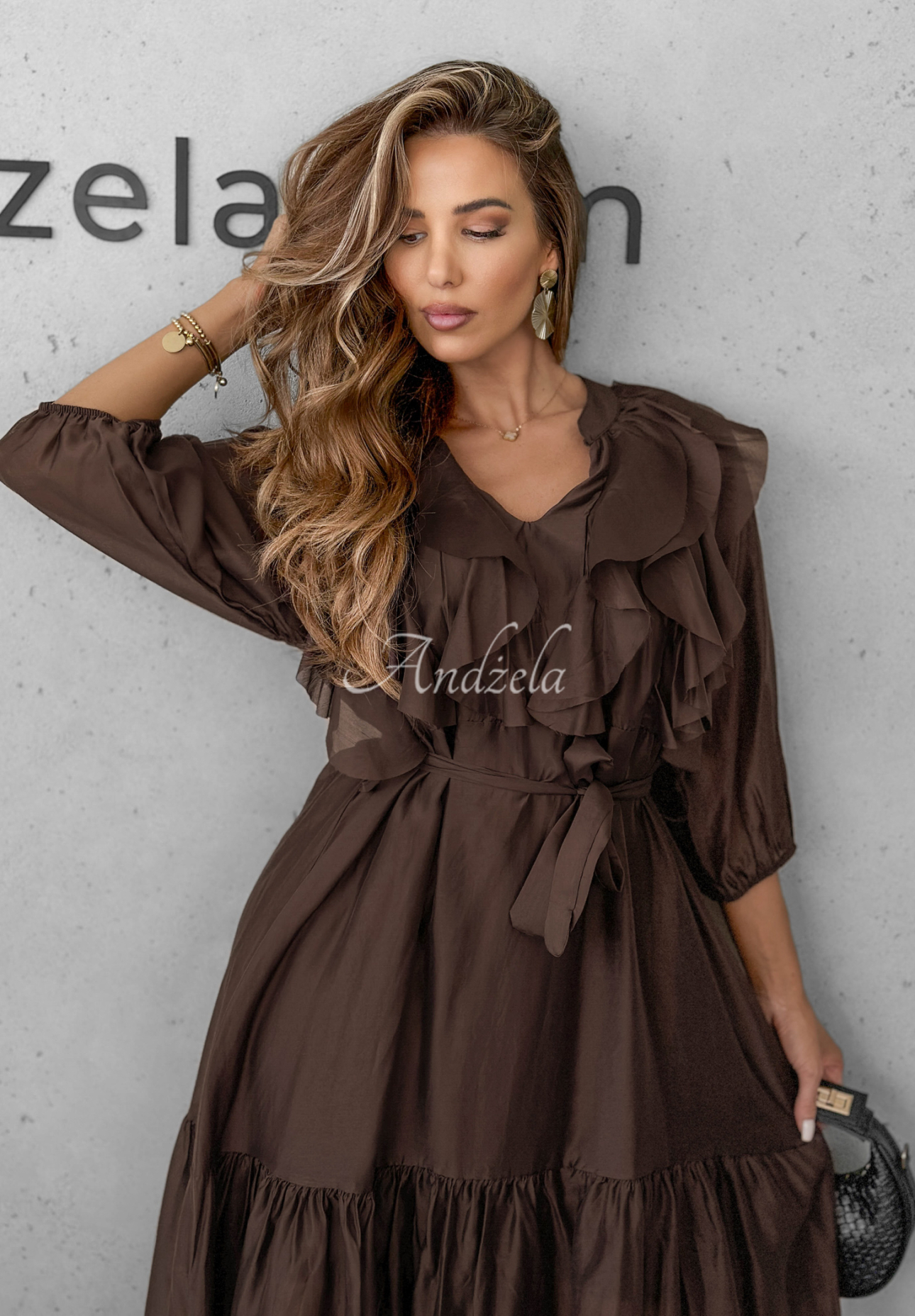 Rochie din tencel cu volănașe Something Begin