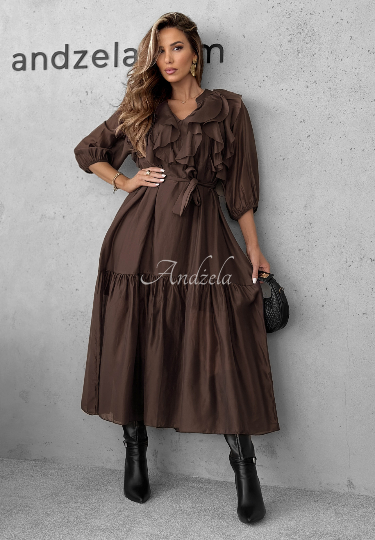 Rochie din tencel cu volănașe Something Begin