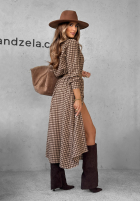Rochie maxi w kratę Trust Me ciocolatie