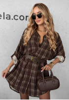 Cămașă Rochie w kratę Autumn Central Park ciocolatie