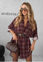 Cămașă Rochie w kratę Autumn Central Park burgundowa