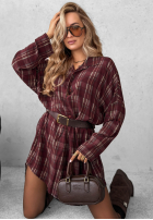 Cămașă Rochie w kratę Autumn Central Park burgundowa