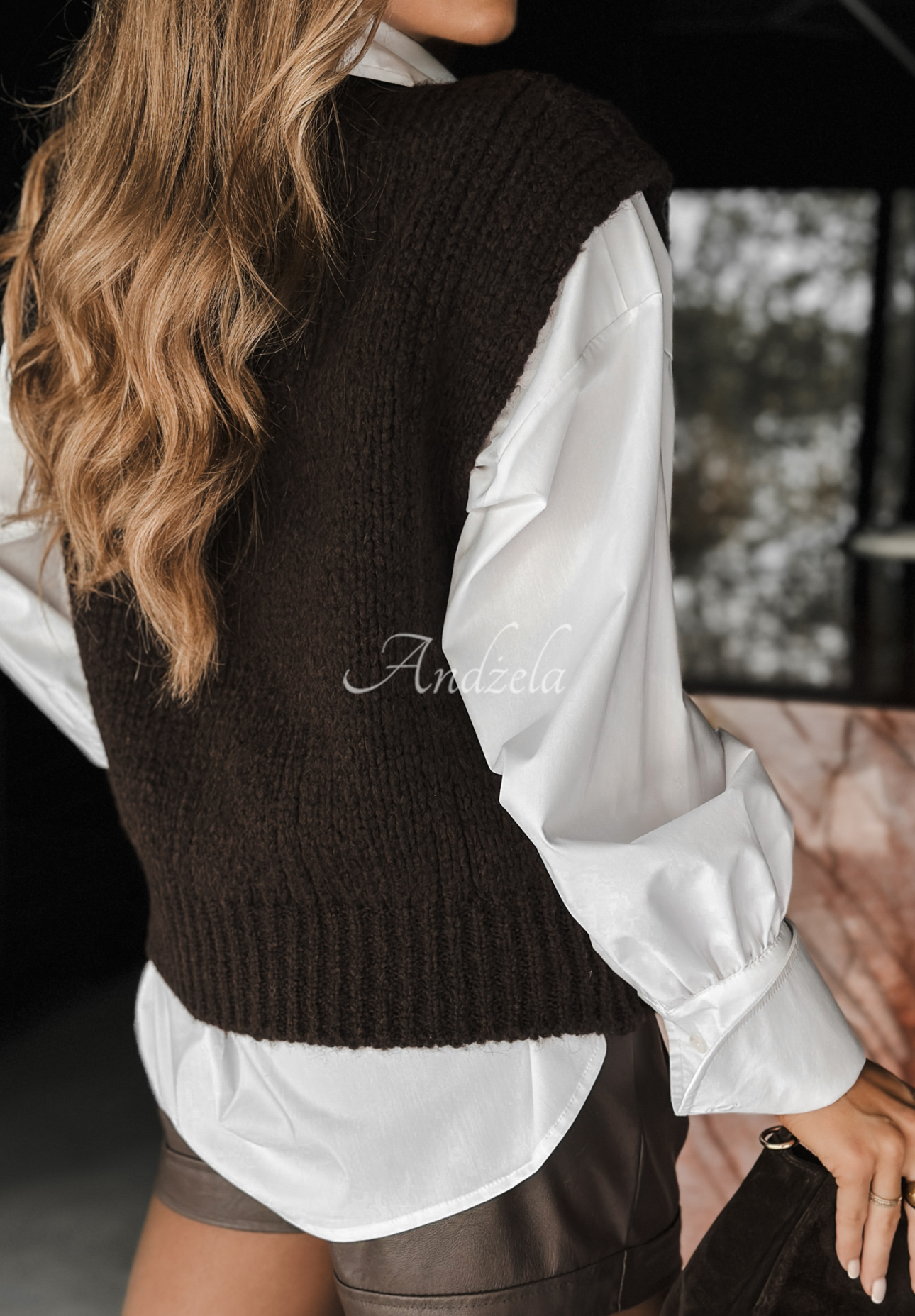 Vestă tricotată cu alpaca și lână Willow Woods