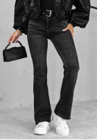 Pantaloni din denim z paskiem Just My Luck gri închis