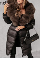 Długa pikowana Geacă z futerkiem Ice Kingdom negru