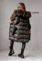 Długa pikowana Geacă z futerkiem Ice Kingdom negru