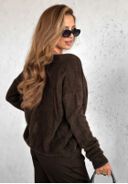 Krótki Cardigan alpaka Fluffy And Cute ciocolatiu
