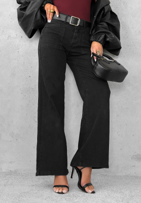 Blugi wide leg cu curea Still Learning