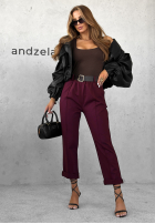 Pantaloni z paskiem Can’t Unsee burgundowe