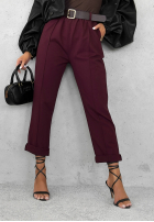 Pantaloni z paskiem Can’t Unsee burgundowe