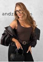 Wiskozowy Top  z dekoltem All Coming Back ciocolatiu