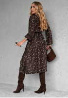 Rochie midi w kwiaty Tell Me Now ciocolatie