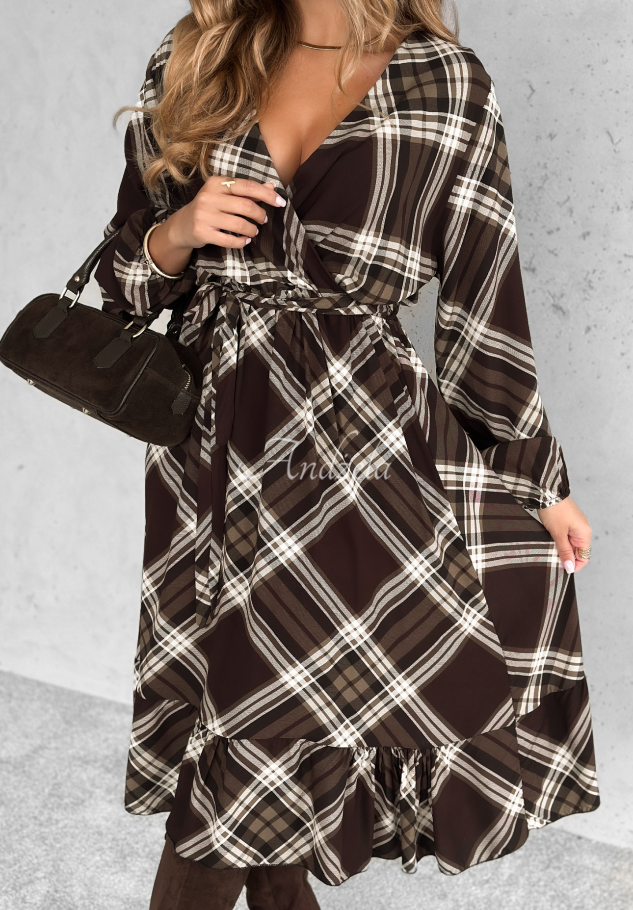Rochie midi din viscoză în carouri Could Be Us